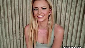 blonde couple fucks outdoor pov