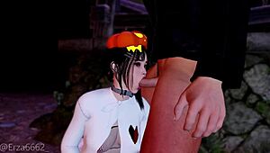 Little whore sucks big cock in 3D hentai animation