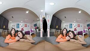 Naughty America VR fun with Brooklyn Gray, Gianna Dior, and Liv Wild in dorm