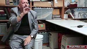 mall officer fucks teen shoplifter at work