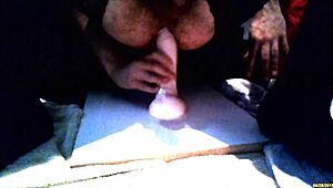 The sissy whore eagerly rides a thick dildo in stockings