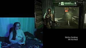 Naked Brunette Plays Deadspace With Big Tits