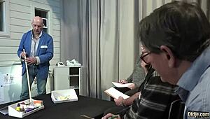 Yo, check these grandpas gangbanging a teen with deepthroat and fingering action