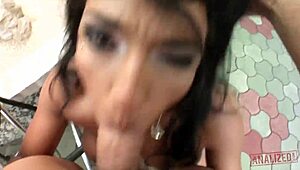 Exotic brunette Loona Luxx takes hardcore anal pounding outdoors