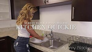 Kitchen Quickie with Aubrey Black Bent Over for Rough Doggystyle