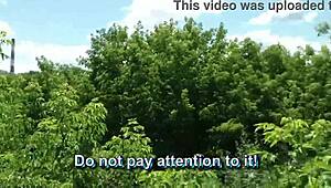 Sexy milf Frina undresses young guy outdoors for taboo jerk off