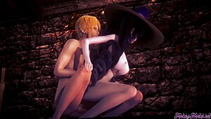 mona from genshin impact in 3d hentai. boobjob and hard fucking in anime style.