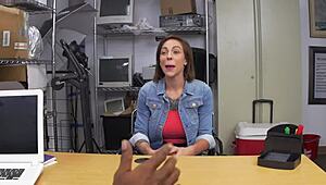 Yo, this blue-eyed chick just gets her tight hole wrecked in wild doggystyle action! 😜