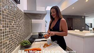 yo, kitchen fuck with a huge cock pounding my pussy on the counter, face full of cum, bon appétit