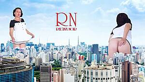 wow giant lady walks city streets without panties, towering like king kong