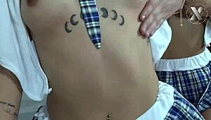 jazmin kneels for rough throat fucking with friends