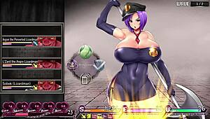 karryn falls again in prison, showing her big tits and ass.