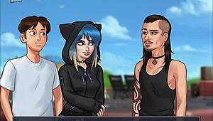 Teen with Small Tits in Cartoon Summertime Saga