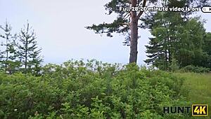 Holy crap! Russian slut banged by stranger while boyfriend hides in tent!