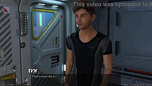 i'm stranded in space, stretching with this big boobs milf.