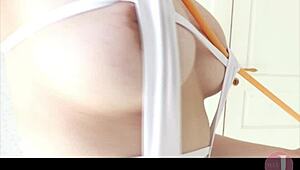 Cute big-breasted girl, oops, I mean, her smile so naughty in vid!