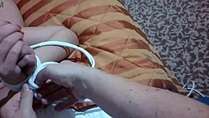 The Girl Was Tied Up In The Hotel With White Ropes First-Person Pov Video