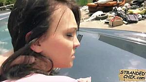 Amazing teen Belle Claire gets pounded in public POV