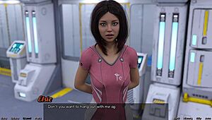 i'm stranded in space, stretching with this big boobs milf.