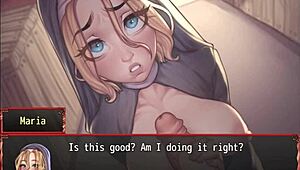 Harem In Another World Hentai Game Ep 10 Nun First Blowjob And Facial!