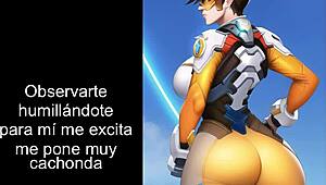 i'm tracer givin' femdom jerk off instructions with dildo