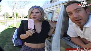 blonde student with tiny tits picked up for car fuck