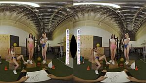 Naughty America unleashes Aiden Ashley, Jazmin Luv, and Lily Larimar on trainer.