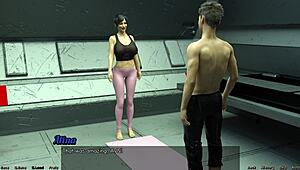 i'm stranded in space, stretching with this big boobs milf.