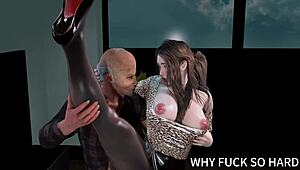 Big boobs Asian milf cheats with huge old dick in 3D!