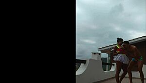 Lunna Vaz And I Fuck On The Balcony During The Party! Big Tits And Ass Exposed.