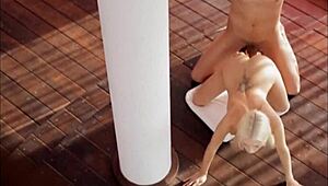 Thin Beautiful Blonde Gets Her Tight Hole Fucked Hard On A Tall Pole.