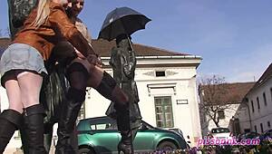 Very Public Peeing Session in Open Outdoor Spot