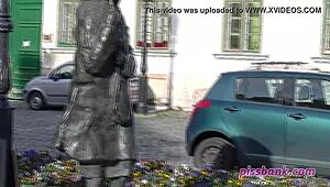 Very Public Peeing Session in Open Outdoor Spot