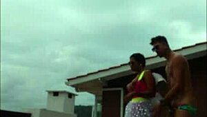 Lunna Vaz And I Fuck On The Balcony During The Party! Big Tits And Ass Exposed.