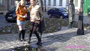 Very Public Peeing Session in Open Outdoor Spot