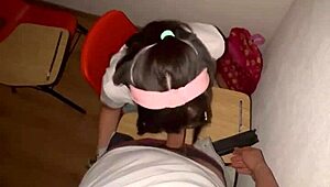 Mexican schoolgirl rides hard in classroom, sucking in HD