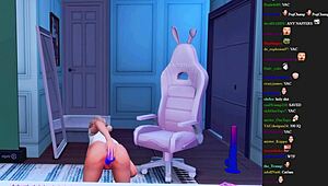 Stupid Streamer Forgot to End Stream During Hard Anal Toy Play in Hentai Sims