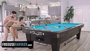 Freya Von Doom, Tiny Cute Slut, Fucked Hard by Lucky Stud on Pool Table.