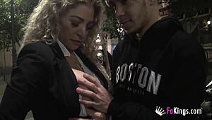 Blonde Vanesa 50 Plugs Herself in Street Before Banging Black Hookup