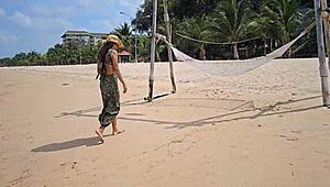 long dress, no panties, are you flashing that hairy spot on a public beach?