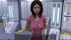 i'm stranded in space, stretching with this big boobs milf.