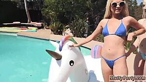I’m Thrilled by This Wild Outdoor Orgy at the Summer Pool Party with College Pals!