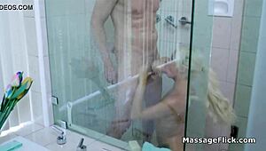 Soapy sitter performs cock massage as extra 😏