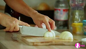 lesbian recipe with brandy and jo in kitchen