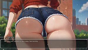 Girlfriend exposes ass in hentai game