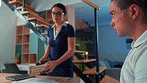 Hot teacher caught student jerking to her office pics