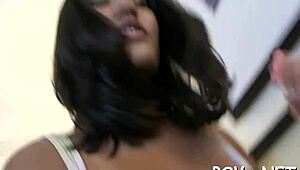 Slut sucking cock and getting tight pussy filled with jizz