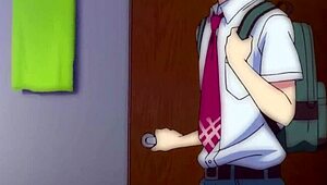 Granny's ass attracts grandpa in hentai parody