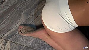 Custom Video Of Curvy Latina Amateur In Bathing Suit With Feet Fetish