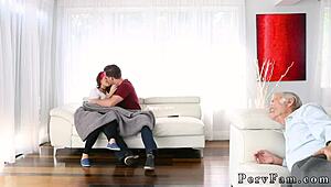 big dick teen hardcore with cute milf stepbro during scary movies 😈